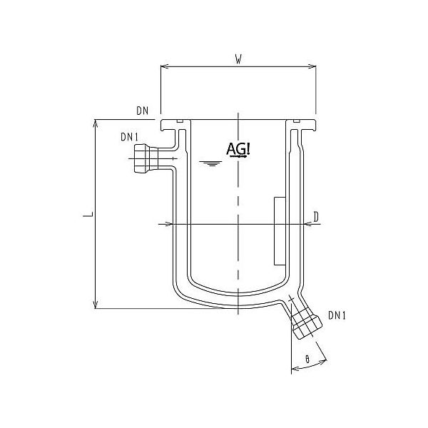 旭製作所 フルジャケット式セパラ反応容器 15A 端部タイプ Oリング溝・撹拌バッフル付 3058-03/75-M-GA 1個（直送品）