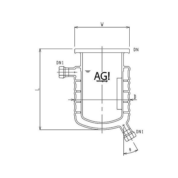 旭製作所 媒体バッフル付二重管式セパラ反応容器 15A 端部タイプ 撹拌バッフル付 3008-05/85A-M-A 1個（直送品）