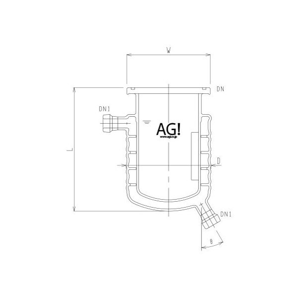 旭製作所 媒体バッフル付二重管式セパラ反応容器 15A 端部タイプ Oリング溝・撹拌バッフル付 3008-05/85A-M-GA 1個（直送品）