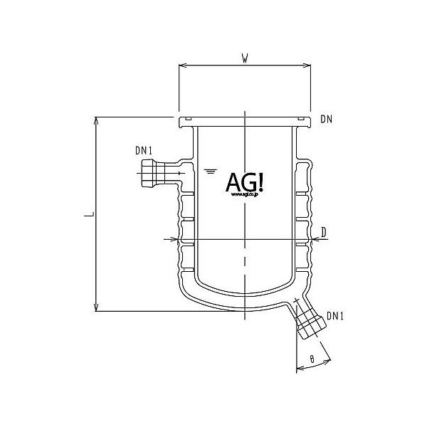 旭製作所 媒体バッフル付二重管式セパラ反応容器 15A 端部タイプ Oリング溝付き 3008-3/150A-M-G 1個（直送品）