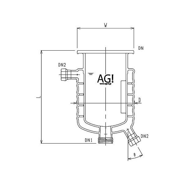 旭製作所 媒体バッフル付二重管式セパラ反応容器 15A 端部タイプ・弁座付 撹拌バッフル付 3010-2/120A-M-A 1個（直送品）