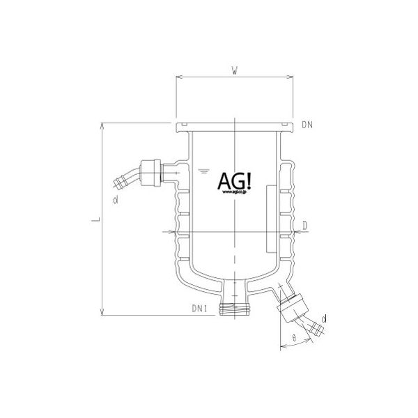 旭製作所 媒体バッフル付二重管式セパラ反応容器 ホース口タイプ・弁座付 Oリング溝・撹拌バッフル付 3010-3/150A-H-GA 1個（直送品）