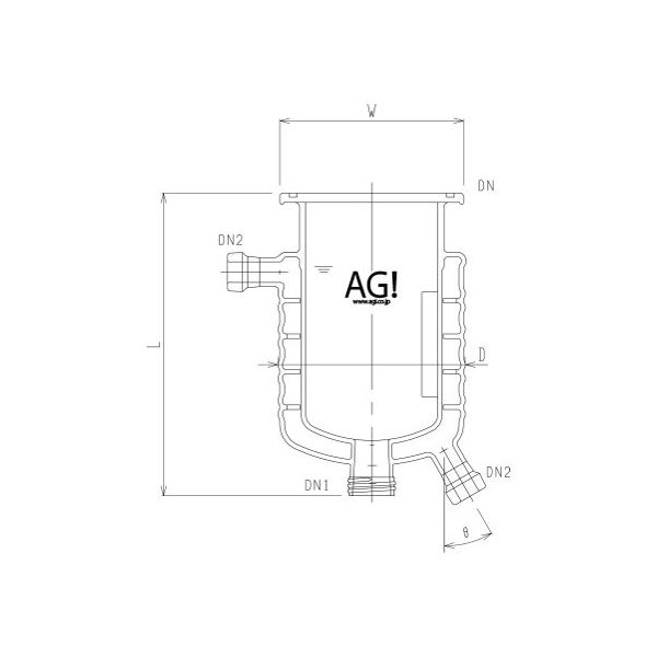 媒体バッフル付二重管式セパラ反応容器 15A 端部タイプ・弁座付 Oリング溝・撹拌バッフル付 3010-3/150A-M-GA 1個（直送品）