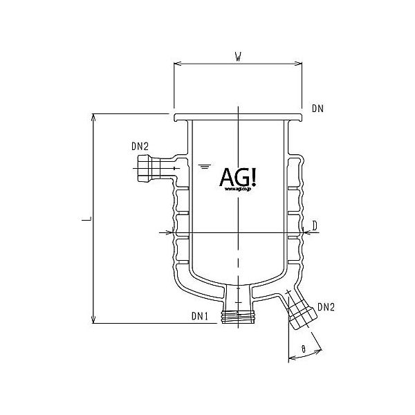 旭製作所 媒体バッフル付二重管式セパラ反応容器 15A 端部タイプ・弁座付 3010-3/150A-M 1個 62-2097-39（直送品）