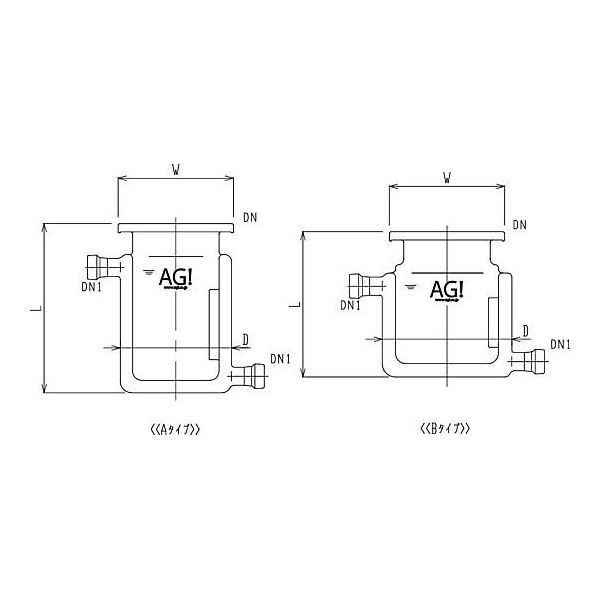 旭製作所 平底二重管式セパラ反応容器 15A 端部タイプ 撹拌バッフル付 3028-2/100B-M-A 1個 62-2098-85（直送品）