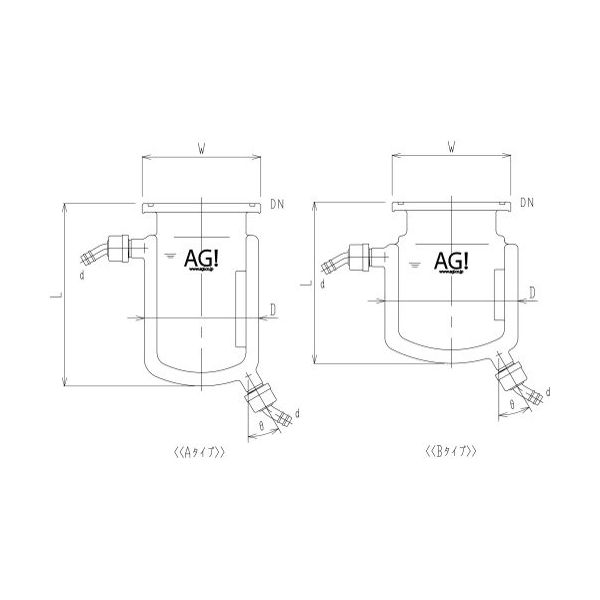 旭製作所 二重管式セパラ反応容器 ホース口タイプ Oリング溝・撹拌バッフル付 3032-1/100B-H-GA 1個 62-2099-56（直送品）