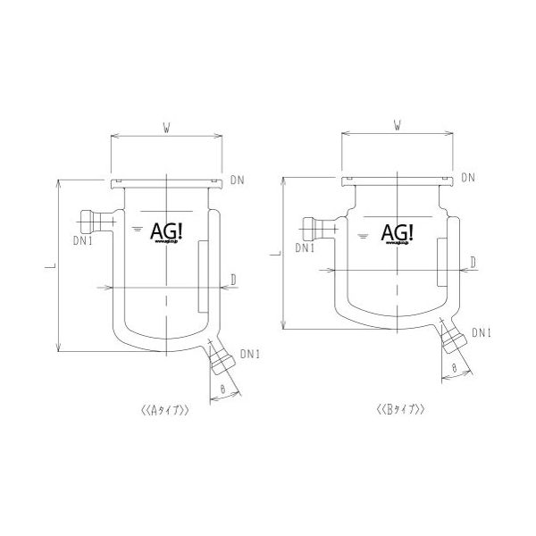 旭製作所 二重管式セパラ反応容器 15A 端部タイプ Oリング溝・撹拌バッフル付 3032-15/250A-M-GA 1個（直送品）
