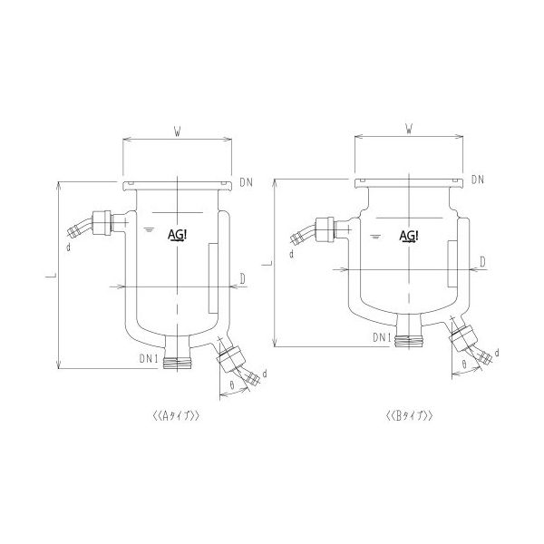 旭製作所 二重管式セパラ反応容器 ホース口タイプ・弁座付 Oリング溝・撹拌バッフル付 3052-05/85A-H-GA 1個（直送品）