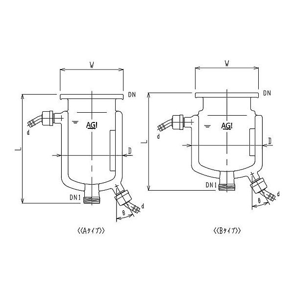 旭製作所 二重管式セパラ反応容器 ホース口タイプ・弁座付 撹拌バッフル付 3052-2/100B-H-A 1個 62-2102-93（直送品）