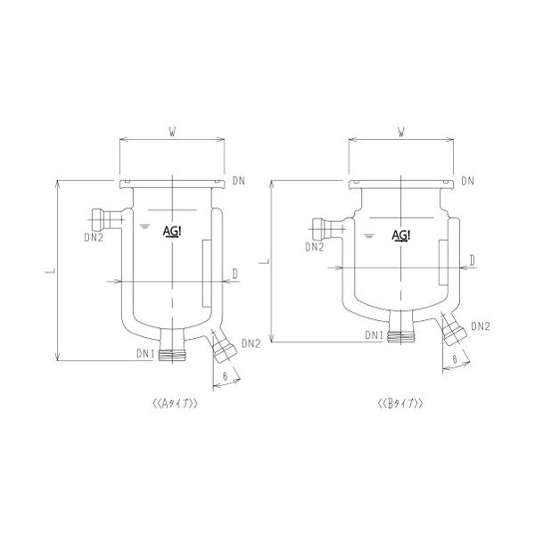 旭製作所 二重管式セパラ反応容器 15A 端部タイプ・弁座付 Oリング溝・撹拌バッフル付 3052-2/100B-M-GA 1個（直送品）
