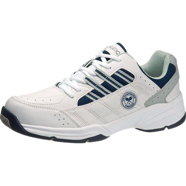 アサヒシューズ ウィンブルドン 4E幅広シューズ ホワイト/ネイビー 26.5cm W/B 052 1足 67-2479-31（直送品）