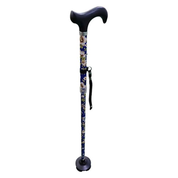 イー・エム・エー シニア用ステッキ 5段伸縮 一本杖 4点杖 自立式 杖先回転 折り畳める 軽量 SR-ST010F 1個（直送品） - アスクル