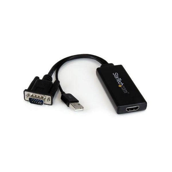 VGA ー HDMI変換アダプタ USBオーディオ&バスパワー対応 アナログRGB HDMIアップスケールコンバーター VGA2HDU 1個（直送品）