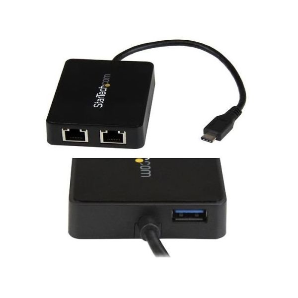 USB TypeーC ー 2ポートギガビット有線LAN変換アダプタ 3.0 Aポート x1付き US1GC301AU2R 1個（直送品）