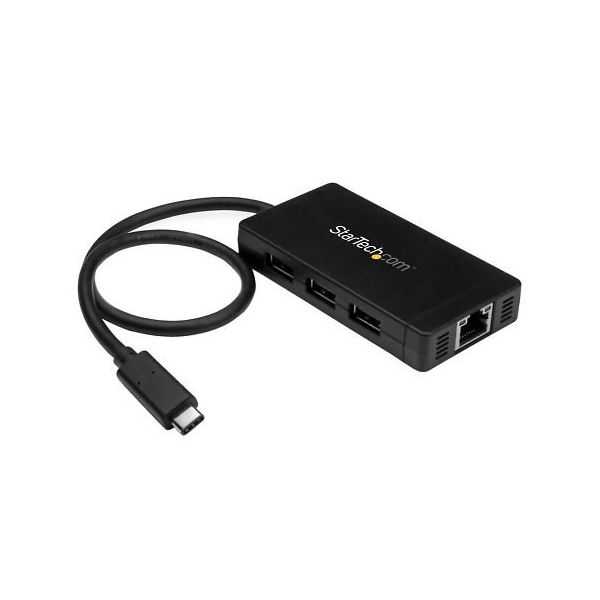 StarTech.com 3ポートUSB 3.0ハブ USB TypeーC接続 GbE対応 ACアダプタ付属 HB30C3A1GE 1個（直送品）