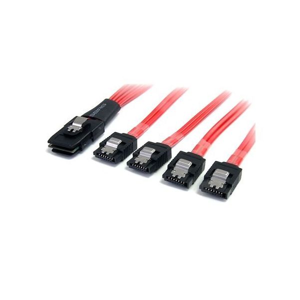 Mini SAS ー SATA変換ケーブル 50cm SFFー8087 4x ラッチ付SATA SAS8087S450 1個（直送品）