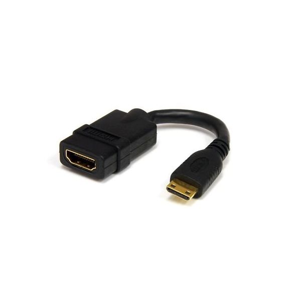 12cm ハイスピードHDMI ー ミニHDMI変換アダプタケーブル HDMI メス mini オス HDACFM5IN 1個（直送品）