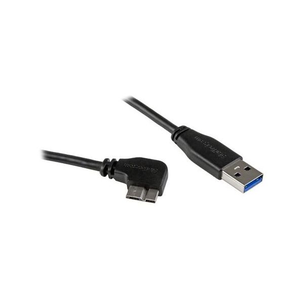 StarTech.com USB 3.0 MicroーB スリムケーブル 2m オス/オス L型右向きマイクロB USB3AU2MRS 1個（直送品）