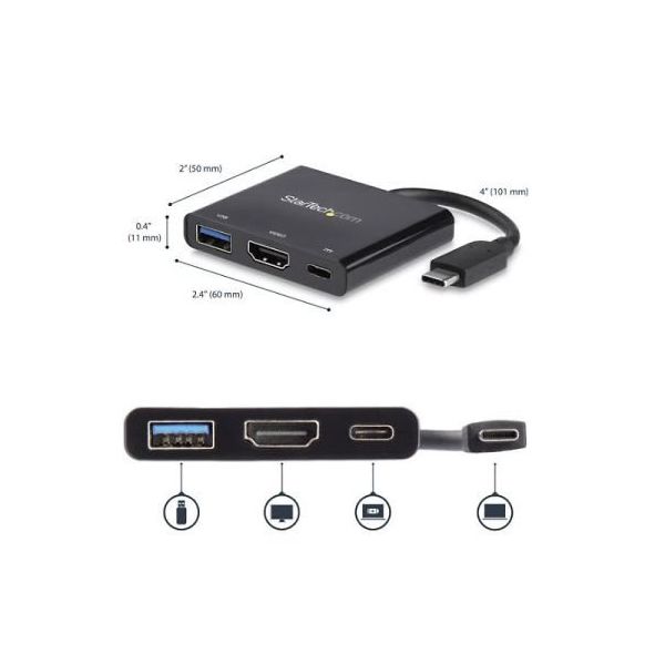 StarTech.com USB TypeーC接続マルチアダプター HDMI/USB 3.0ポート/60W PD CDP2HDUACP 1個（直送品）