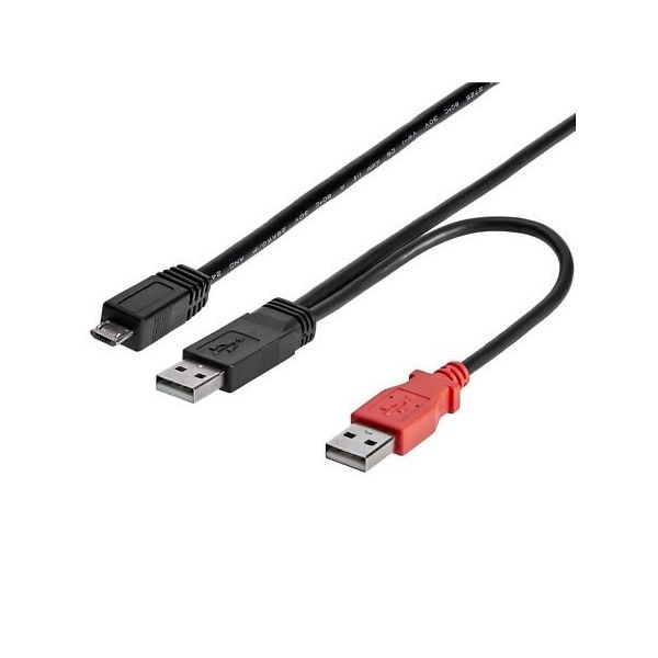 91cm USB Y字給電ケーブル(USB A ー MicroーB)外付けハードディスクに対応 USB2HAUBY3 1個（直送品）