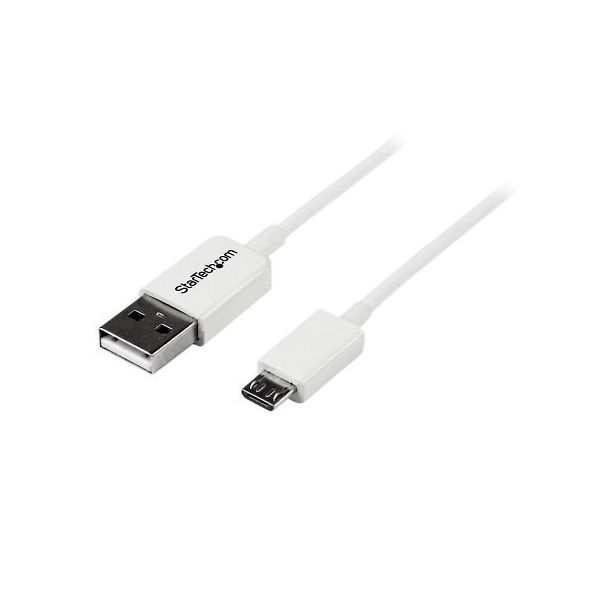 USBマイクロB ケーブル 2m ホワイト TypeーA(オス) ー MicroーB(オス) USBPAUB2MW 1個（直送品）