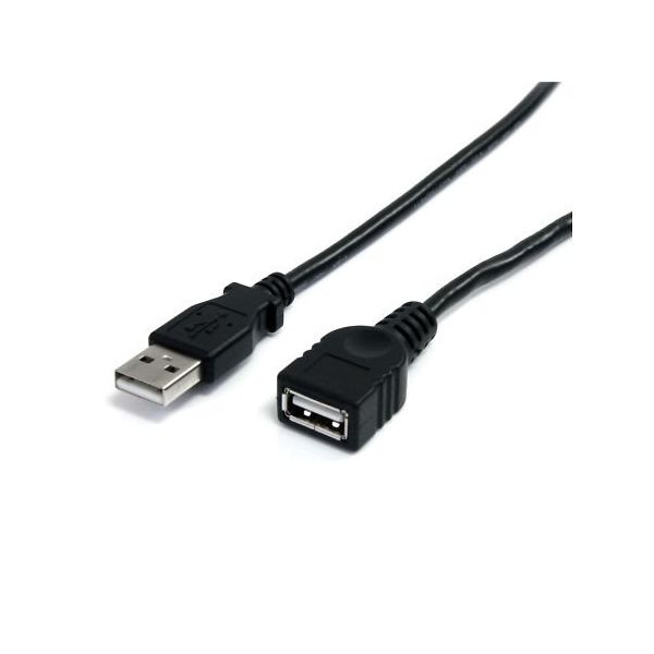 USB 2.0延長ケーブル 1.8m ブラック TypeーA(オス) ー TypeーA(メス) USBEXTAA6BK 1個（直送品）