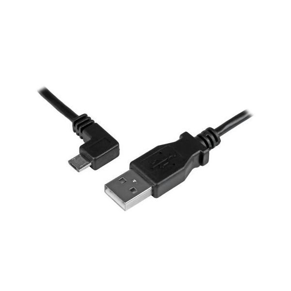 USBマイクロB ケーブル 2m L型左向きMicroーB オス/オス 24AWG 充電&同期用 USBAUB2MLA 1個（直送品）