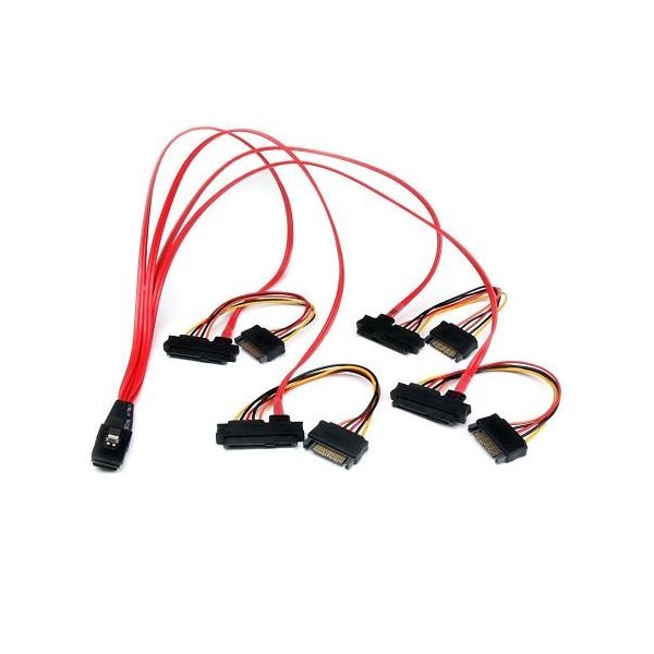 Mini SASケーブル 50cm SFF8087 ー 4x SFF8482 + SATA電源 SAS808782P50 1個（直送品）