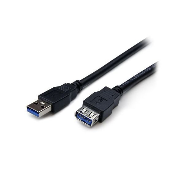 StarTech.com 1m USB 3.0 延長ケーブル タイプA(オス)ー タイプA(メス)ブラック USB3SEXT1MBK 1個（直送品）