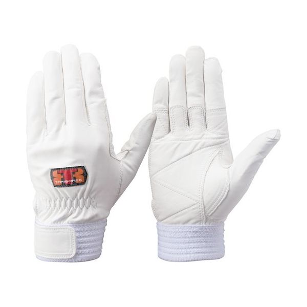 トンボ トンボレックス 牛革製手袋 手の平当て付 ホワイト S CS-933W 1双 509-4271（直送品）
