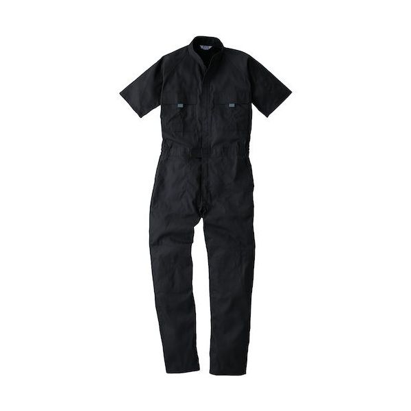 桑和 9007 半袖つなぎ ブラック 3L 9007-04-3L 1着 530-5984（直送品）