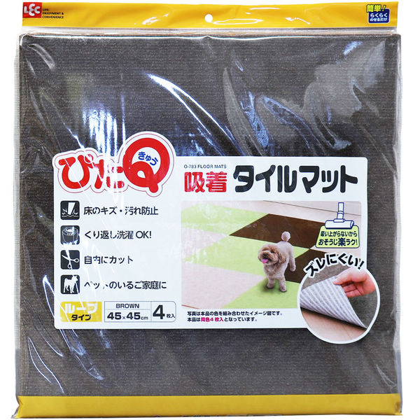 レック 吸着タイルマット 45×45 ブラウン 4枚入 O-783 1袋(4枚入)×4セット（直送品）