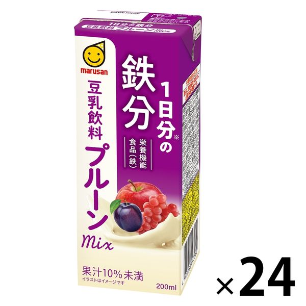 マルサンアイ 1日分の鉄分 豆乳飲料 プルーンmix 200ml 1箱（24本入） - アスクル