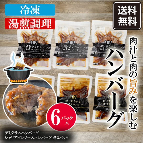 日本ハム 肉汁あふれるハンバーグ シャリアピンソース3個 デミグラスソース3個 冷凍 惣菜 902003397 1セット（直送品）