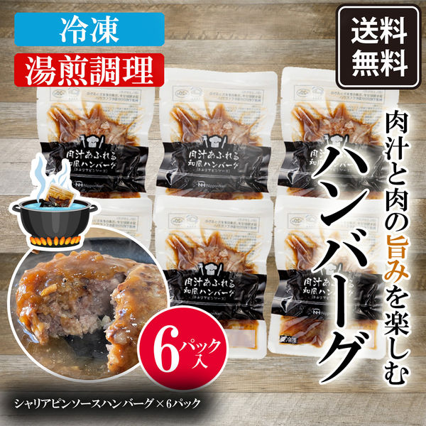 日本ハム 肉汁あふれるハンバーグ6個 和風ソース シャリアピンソース 冷凍 惣菜 湯煎調理 902002393 1セット（直送品）