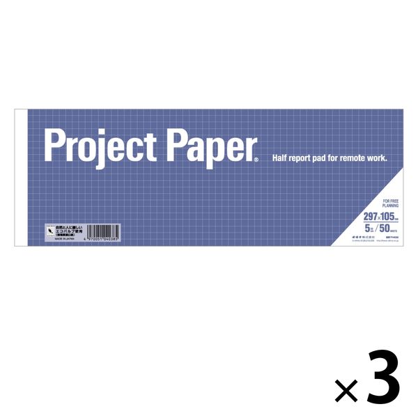 オキナ プロジェクトカラーパッド A4ハーフ 50枚 ラベンダー 5mm方眼罫 PH4038 3冊