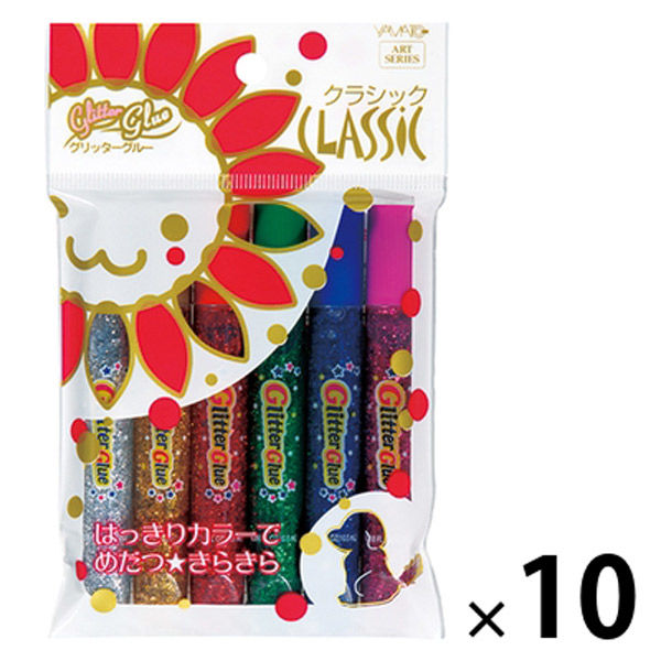 流行に  ヤマト 10パック（6色入×10 GGC10H クラシック グリッターグルー のり・接着剤
