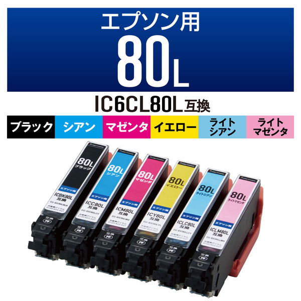 互換インクカートリッジ エプソン IC6CL80L 6色パック CC-EIC80L-6ST カラークリエーション 1個（直送品）