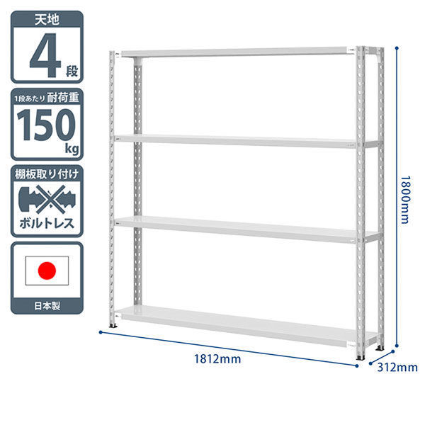 家具フェア！4/30まで】プラス KR軽量ラック (天地4段) 幅1812×奥行312