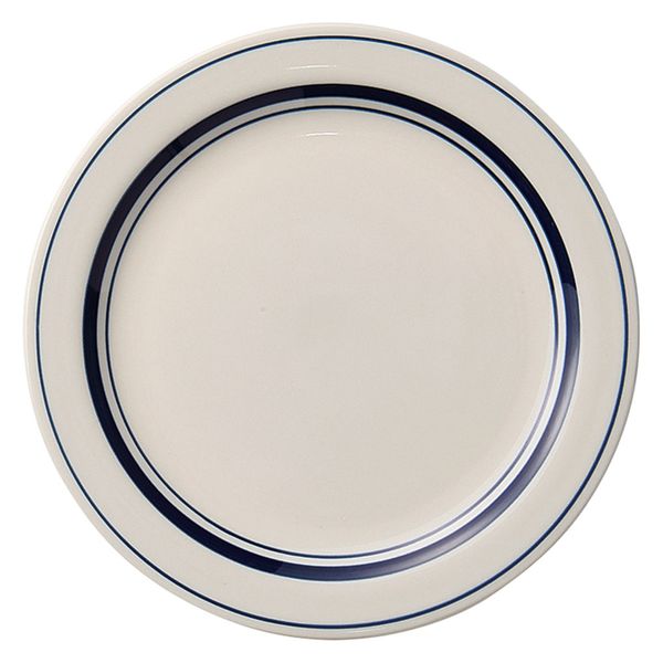 みやび街道　洋食器中皿 ボーダー　７．５吋ケーキ（ブルー）  [ 4個入 ]　mkd-74372253　[ 4個入 ]（直送品）