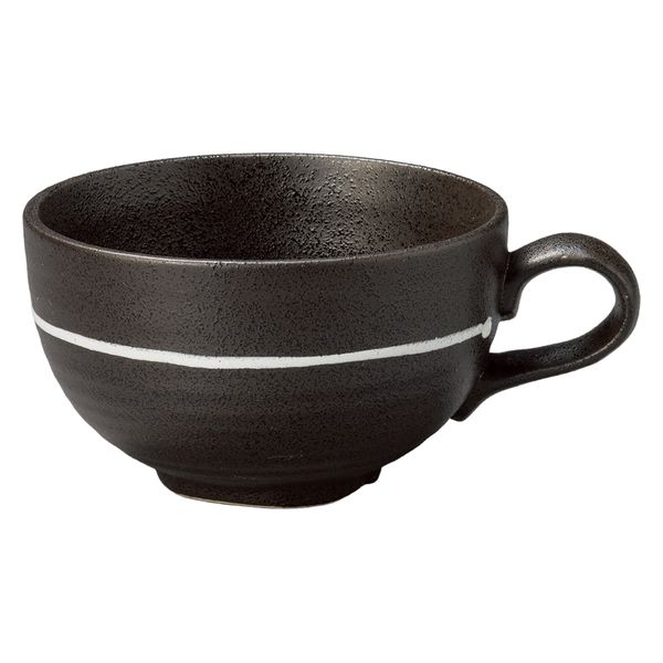 みやび街道 スープカップ クラフトグレース黒手付きスープカップ [ 5個入 ] mkd-76830364 (5個入)（直送品）