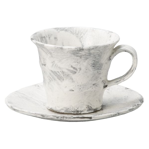 みやび街道　碗皿 粉引たたき　コーヒー碗皿  [ 1個入 ]　mkd-77509334　[ 1個入 ]（直送品）