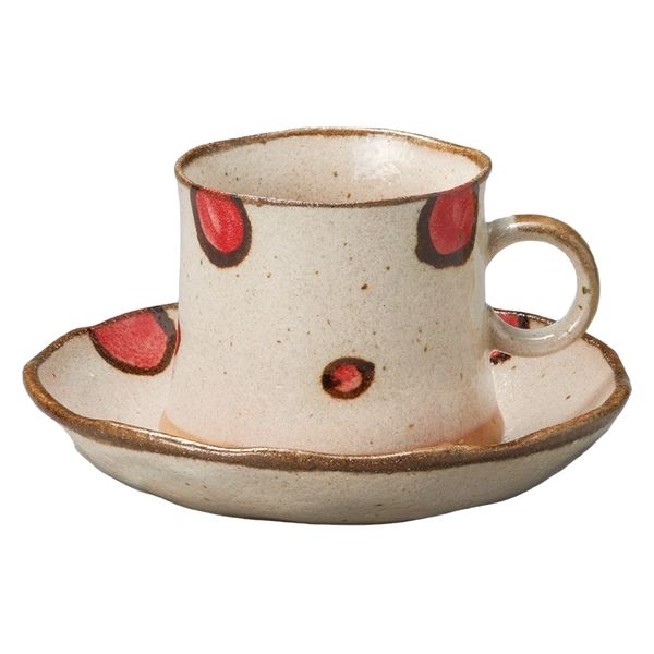 みやび街道　碗皿 水玉ウス型赤コーヒー碗皿  [ 2個入 ]　mkd-77624364　[ 2個入 ]（直送品）