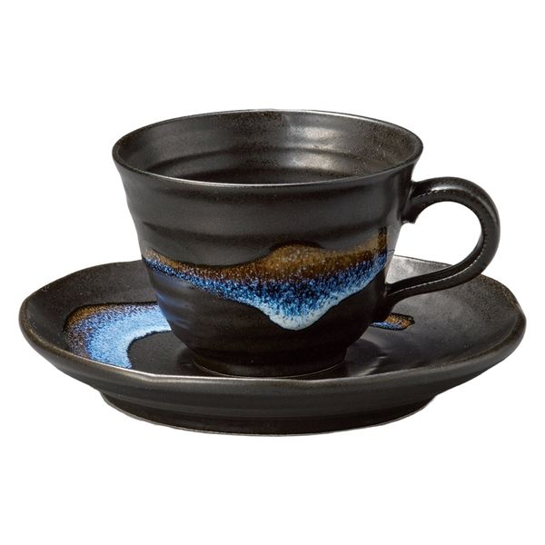 みやび街道　碗皿 渦紋黒コーヒー碗皿  [ 4個入 ]　mkd-77763364　[ 4個入 ]（直送品）
