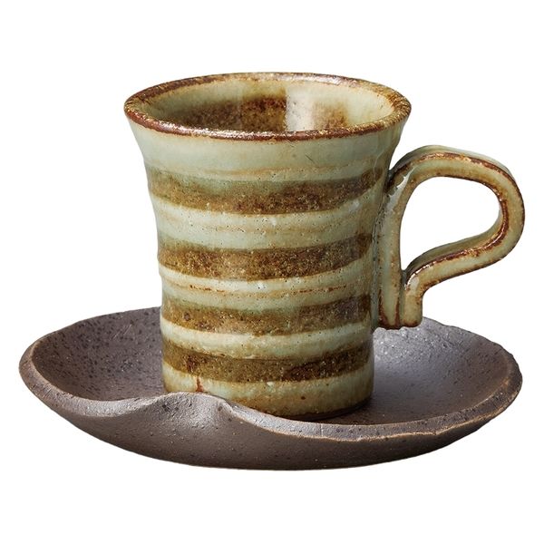 みやび街道　碗皿 灰釉コマ筋ミニコーヒー碗皿  [ 2個入 ]　mkd-77936323　[ 2個入 ]（直送品）