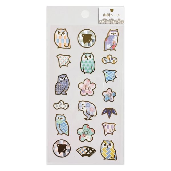 クローズ・ピン 和柄シール ふくろう US16423 1セット(10枚