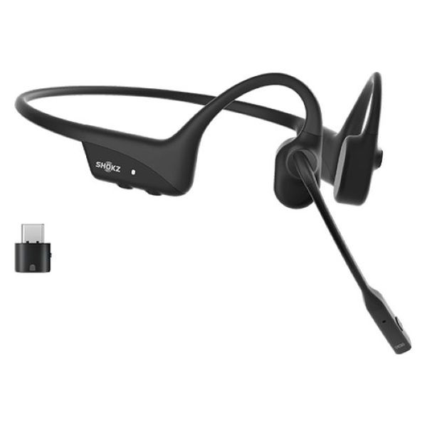 SHOKZ 骨伝導ヘッドセット Bluetooth & USB-Cアダプタ IP55防水 デュアルノイズキャンセリングブームマイク