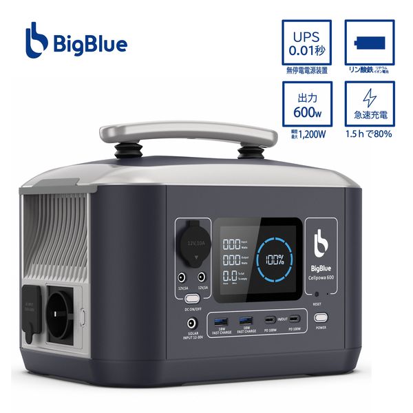 ポータブル電源 リン酸鉄リチウムイオン電池 蓄電池 600W BigBlueTeck