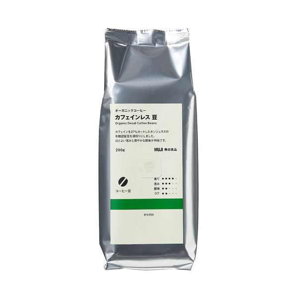 コーヒー豆】無印良品 オーガニックコーヒー カフェインレス 豆 200g 
