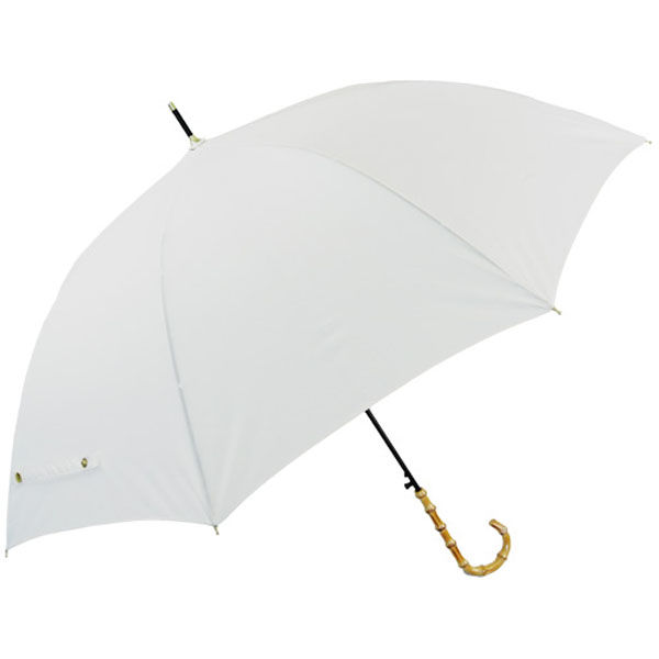 アテイン 58cm ジャンプ傘 長傘 無地 バンブーハンドル オフ白